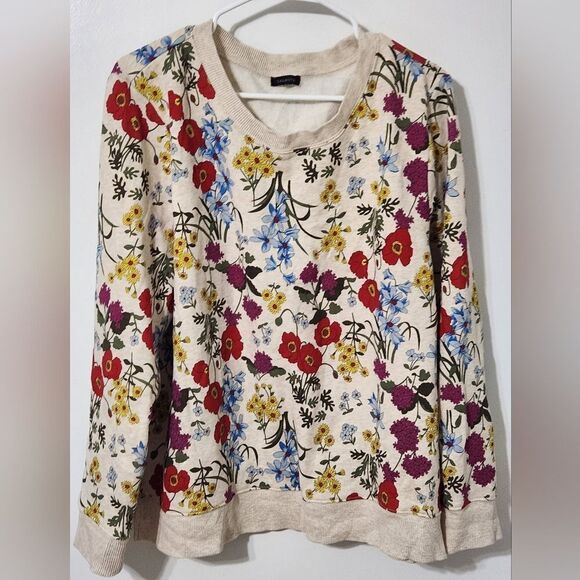 Talbots  Crewneck Sweatshirt Vivid Botanical Floral Pullover size L - Picture 4 of 6